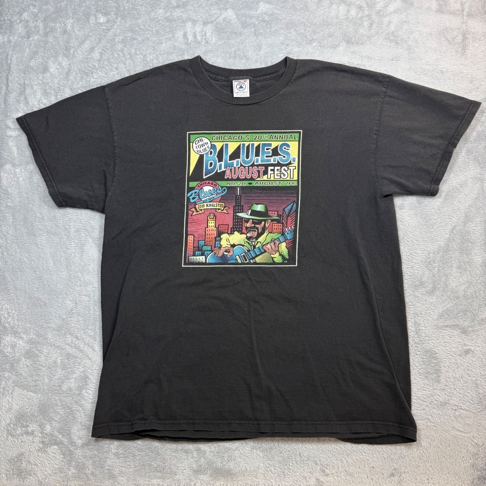 Vintage Delta Chicago Blues Fest T Shirt Mens XL Black August 98 Concert 90s